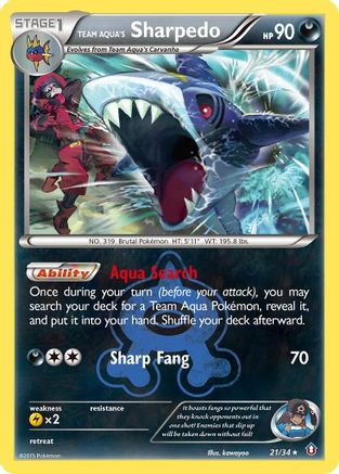 Double Crisis  021/34 Team Aqua's Sharpedo  - Reverse Holofoil - Holo Rare