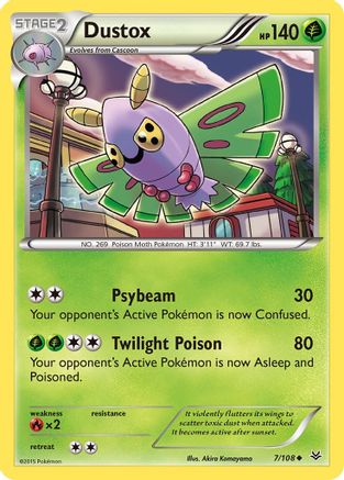 XY  Roaring Skies  007/108 Dustox (7)  - Reverse Holofoil - Uncommon