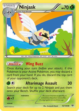 XY  Roaring Skies  010/108 Ninjask  - Reverse Holofoil - Uncommon