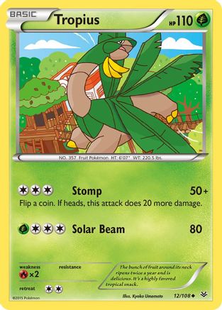 XY  Roaring Skies  012 Tropius  - Reverse Holofoil - Uncommon