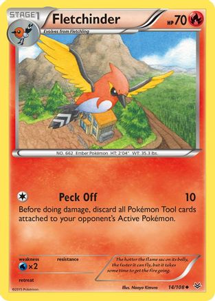 XY  Roaring Skies  014 Fletchinder  - Reverse Holofoil - Uncommon