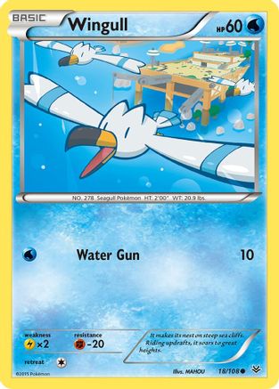 XY  Roaring Skies  018/108 Wingull  - Reverse Holofoil - Common