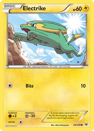 XY  Roaring Skies  024/108 Electrike  - Reverse Holofoil - Common