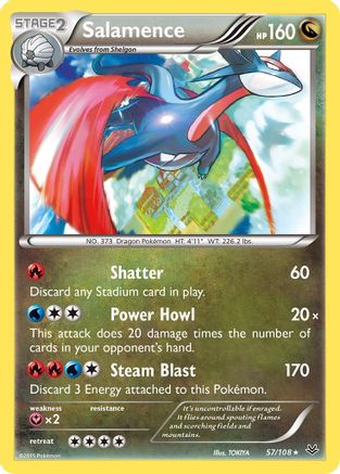 XY  Roaring Skies  057/108 Salamence  - Reverse Holofoil - Holo Rare
