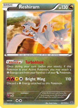 XY  Roaring Skies  063/108 Reshiram  - Holofoil - Holo Rare