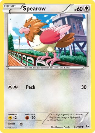 XY  Roaring Skies  065/108 Spearow  - Reverse Holofoil - Common