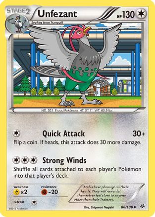 XY  Roaring Skies  080 Unfezant (80)  - Uncommon