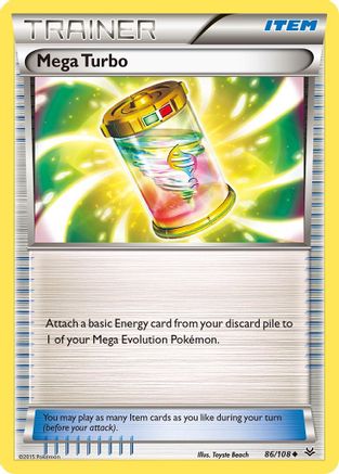 XY  Roaring Skies  086/108 Mega Turbo  - Reverse Holofoil - Uncommon