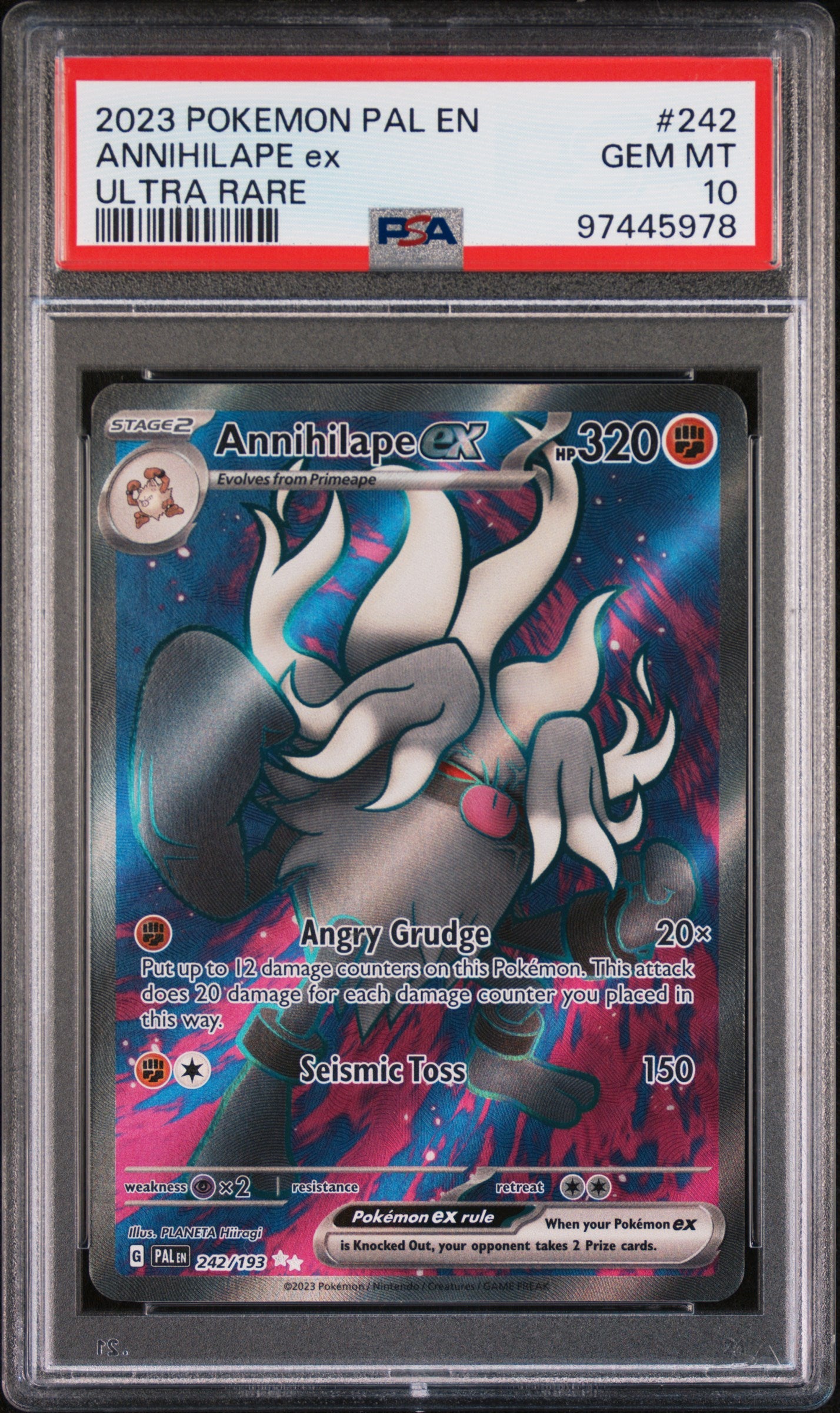 SV02 Paldea Evolved  242/193 PSA10 #97445978 Annihilape ex  - Holofoil - Ultra Rare