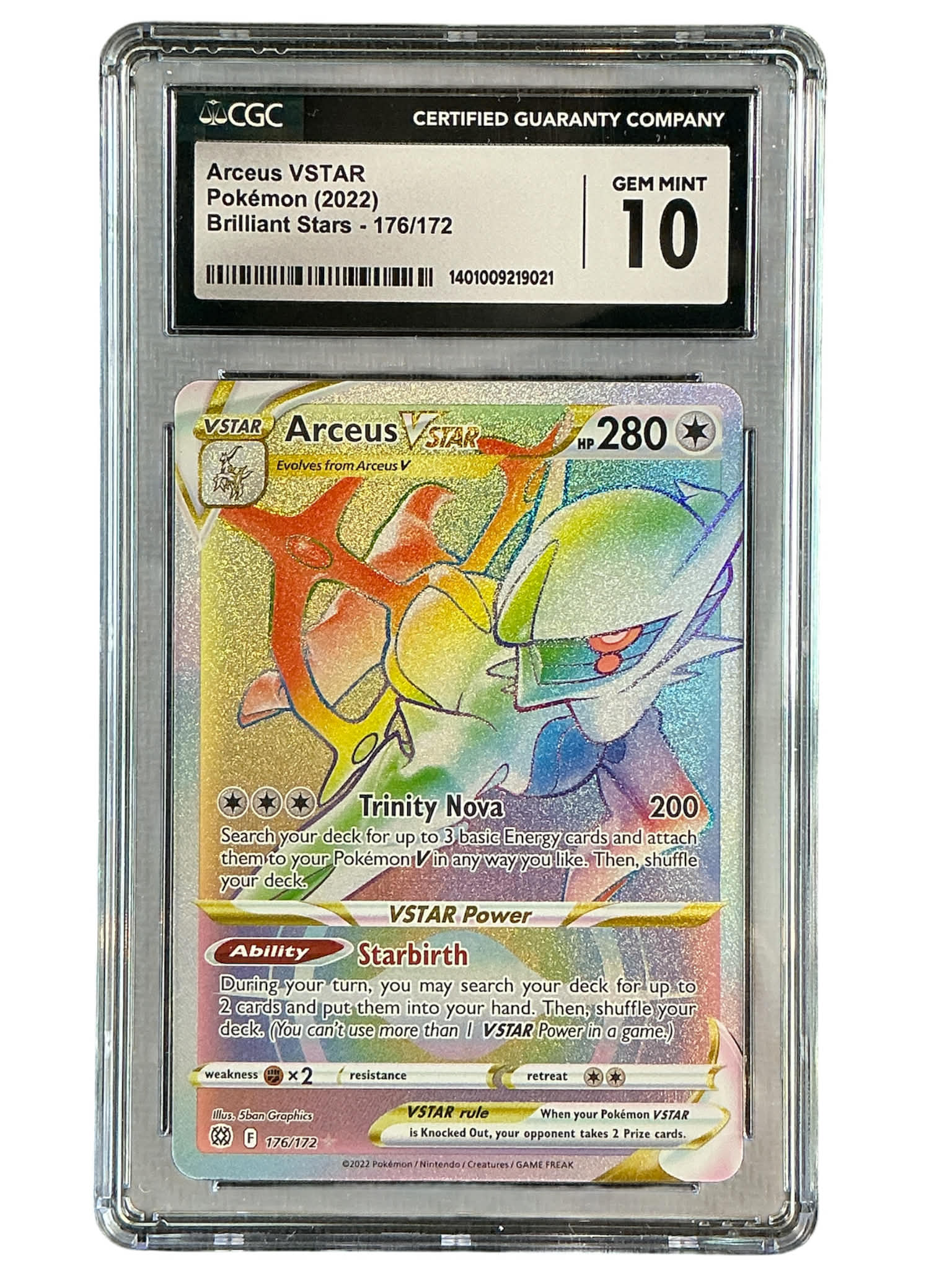 SWSH09 Brilliant Stars  176/172 CGC10 #1401009219021 Arceus VSTAR (Secret) (176)  - Holofoil - Secret Rare