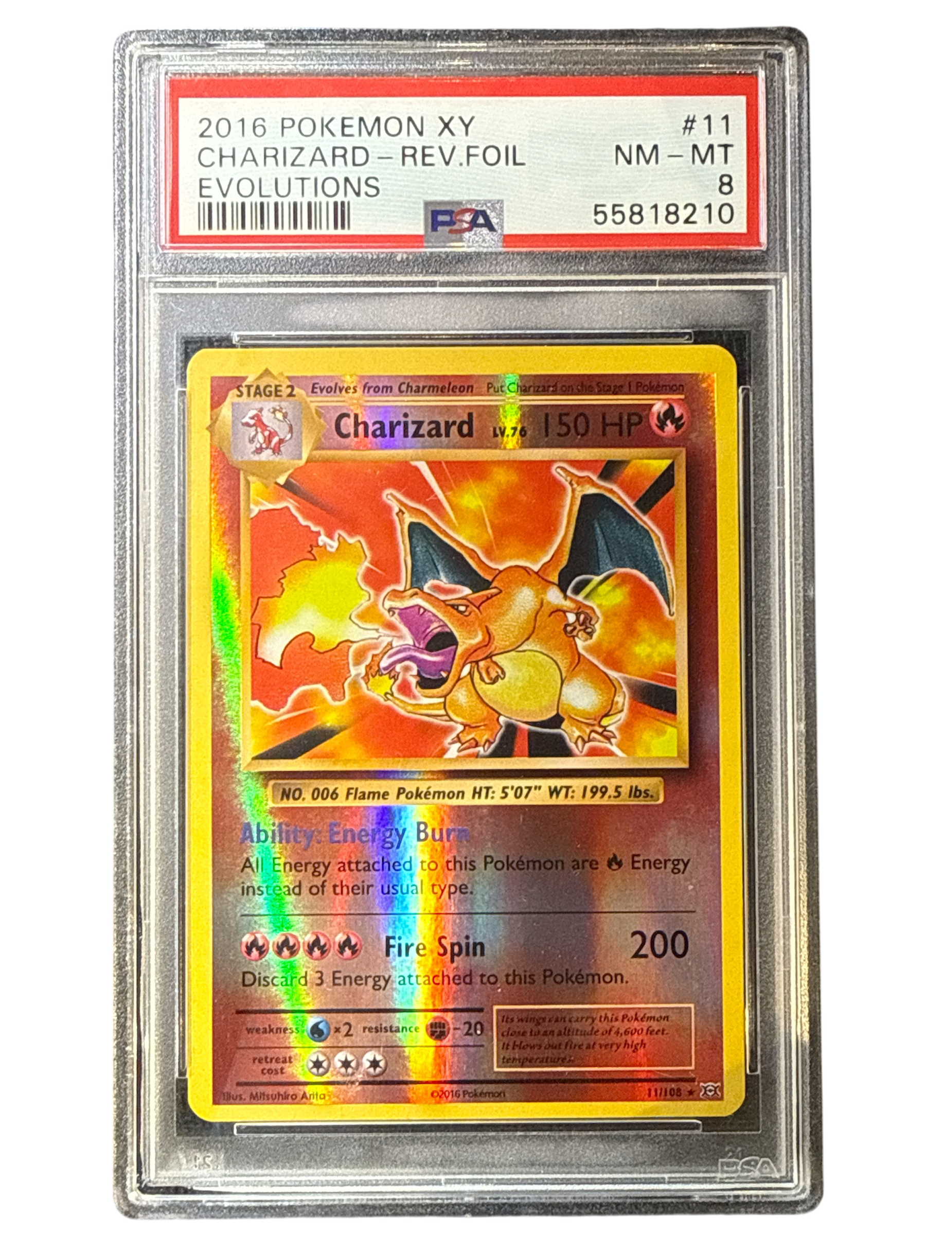 XY  Evolutions  011/108 PSA8 #55818210 Charizard  - Reverse Holofoil - Holo Rare