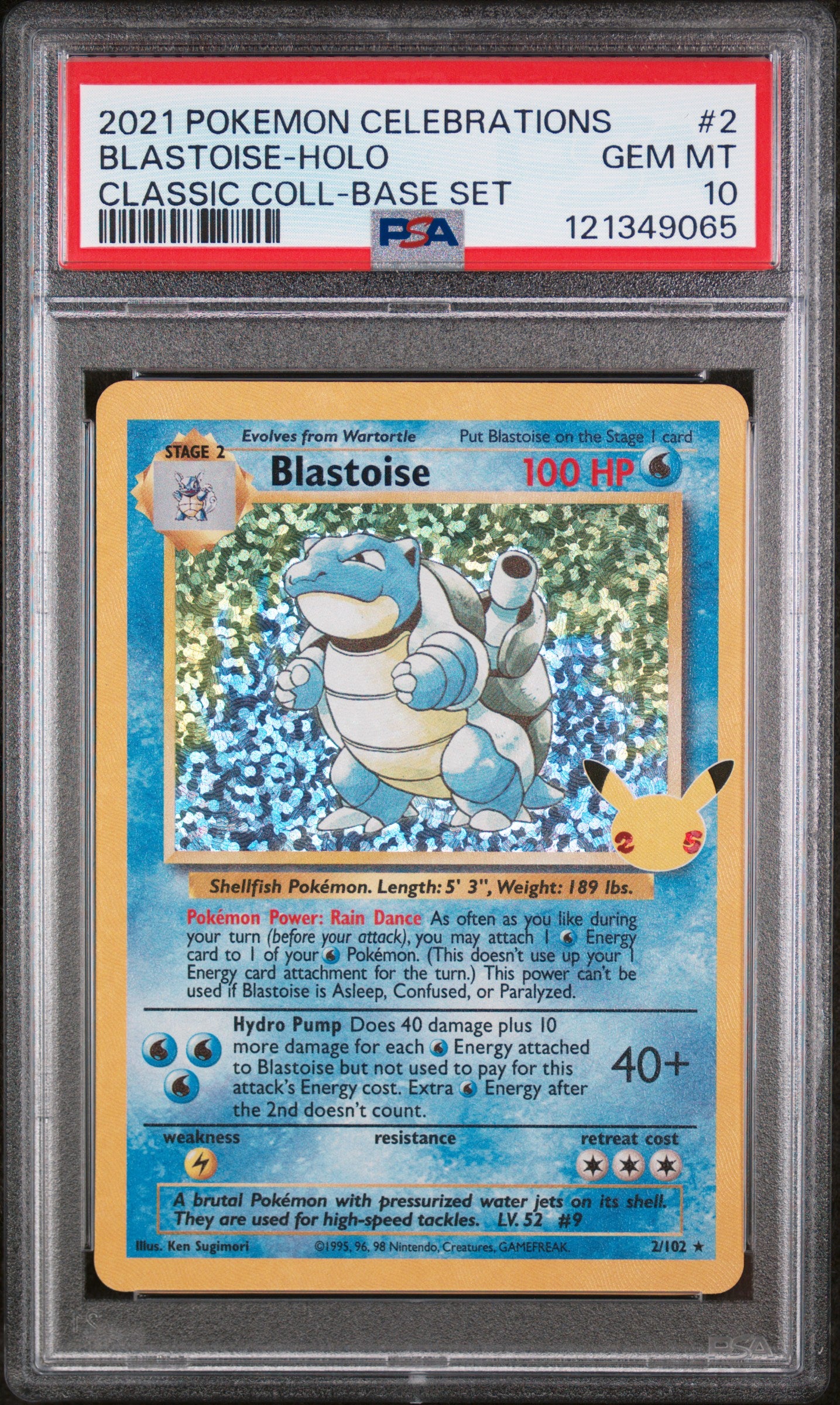 Celebrations Classic Collection  002/102 PSA10 #121349065 Blastoise  - Holofoil - Classic Collection