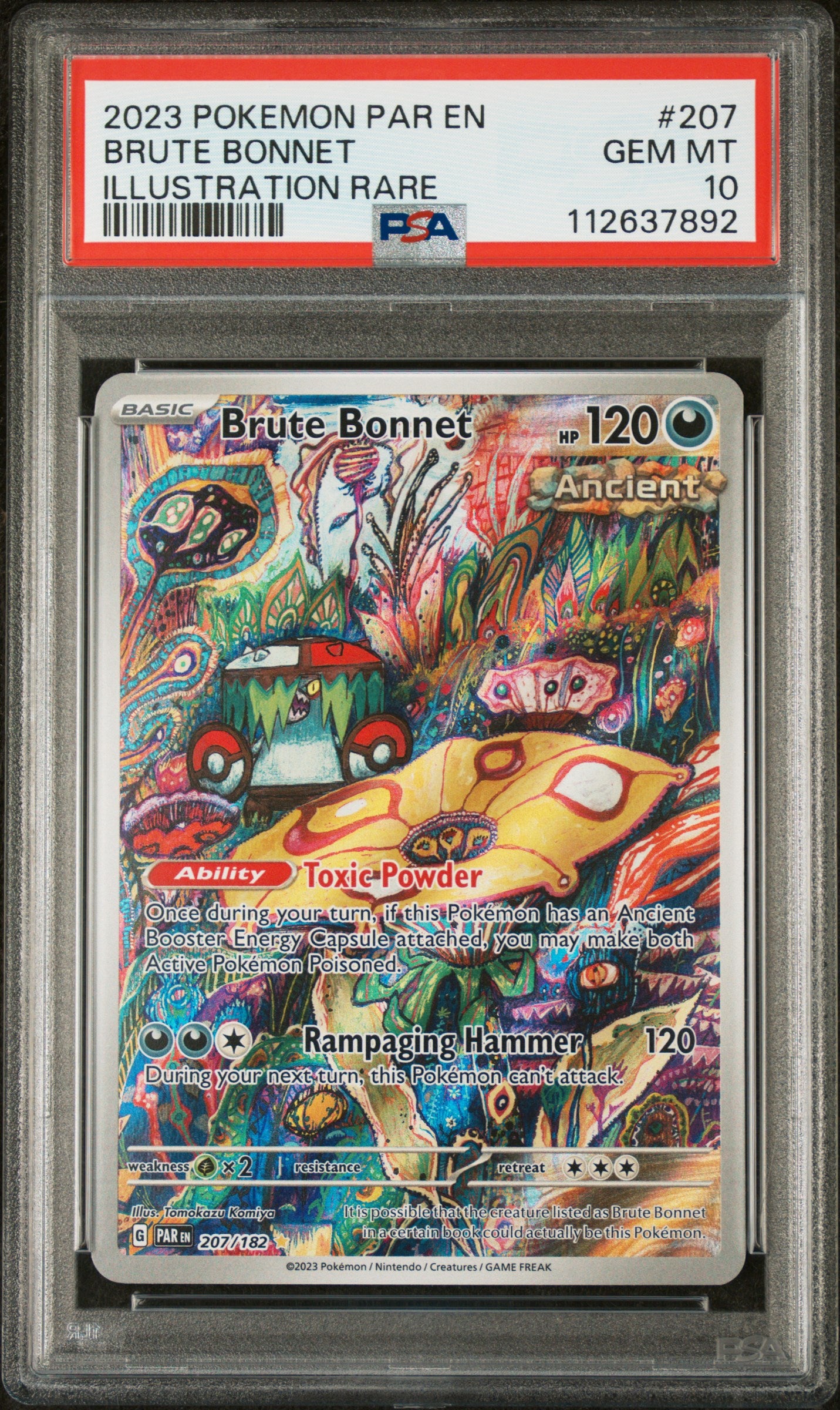 SV04 Paradox Rift  207/182 PSA10 #112637892 Brute Bonnet  - Holofoil - Illustration Rare