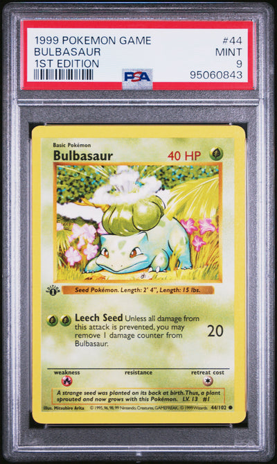 Base Set Shadowless  044/102 PSA9 #95060843 Bulbasaur  - 1st Edition - Common