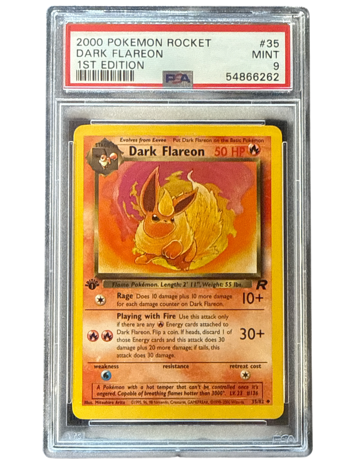 Team Rocket  035/82 PSA9 #54866262 Dark Flareon  - 1st Edition - Uncommon
