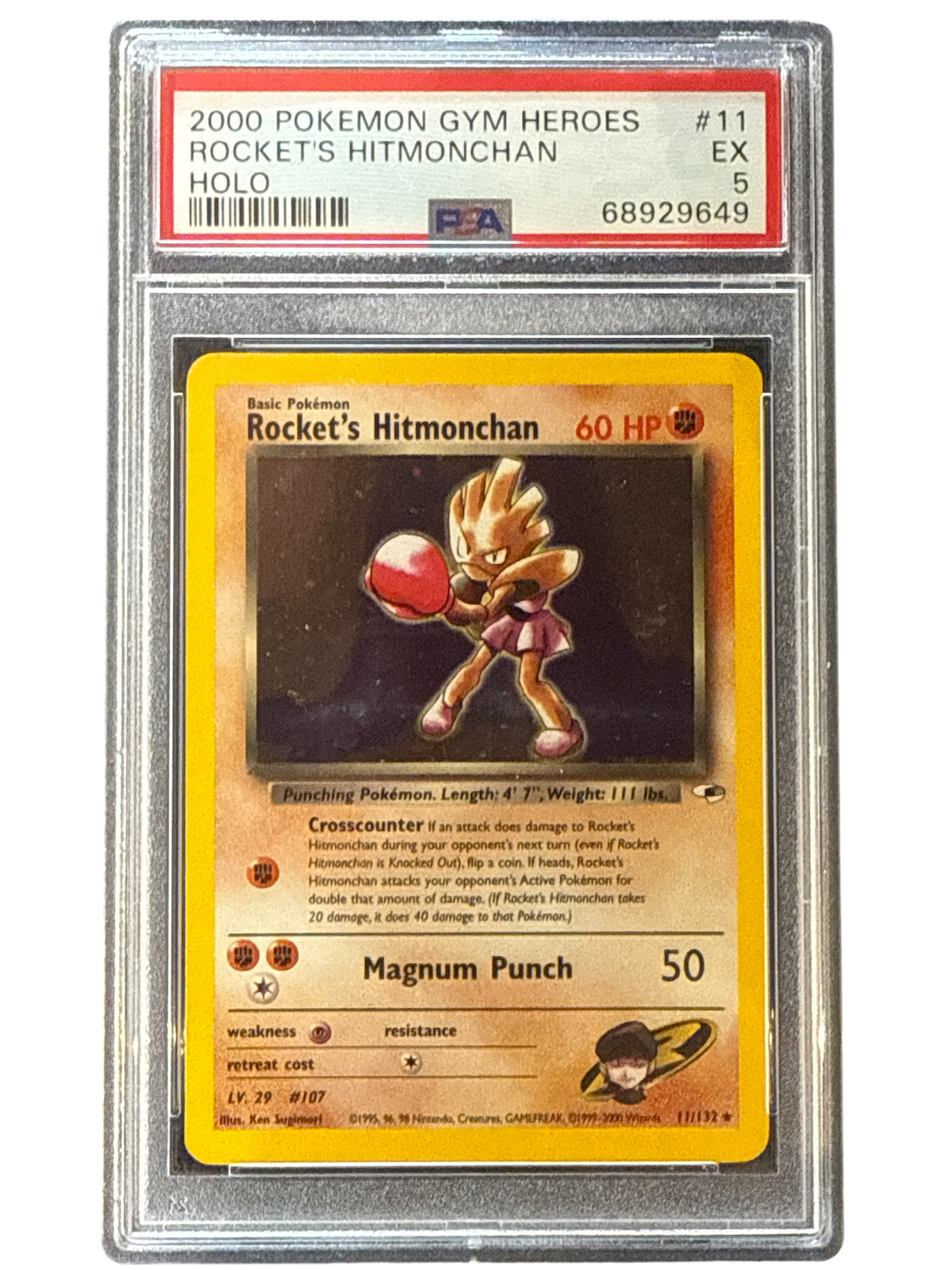 Gym Heroes  011/132 PSA5 #68929649 Rocket's Hitmonchan  - Unlimited Holofoil - Holo Rare