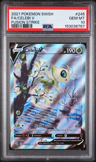 SWSH08 Fusion Strike  245/264 PSA10 #153036767 Celebi V (Alternate Full Art)  - Holofoil - Ultra Rare