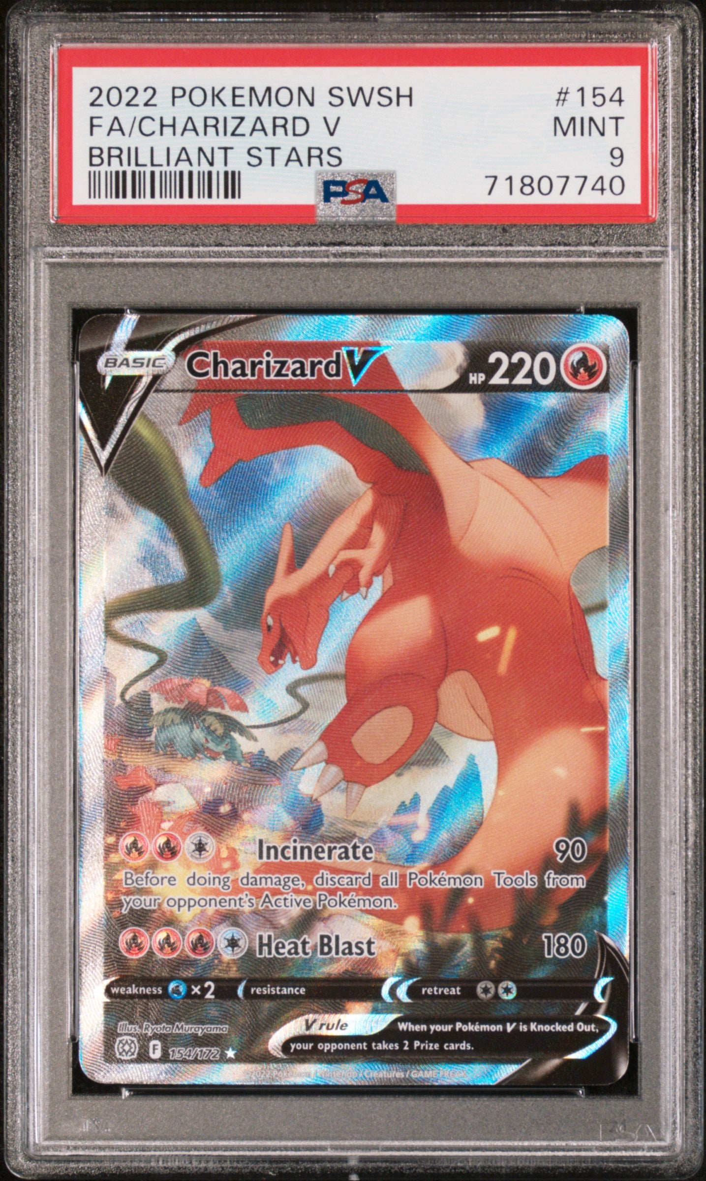 SWSH09 Brilliant Stars  154/172 PSA9 #71807740 Charizard V (Alternate Full Art)  - Holofoil - Ultra Rare