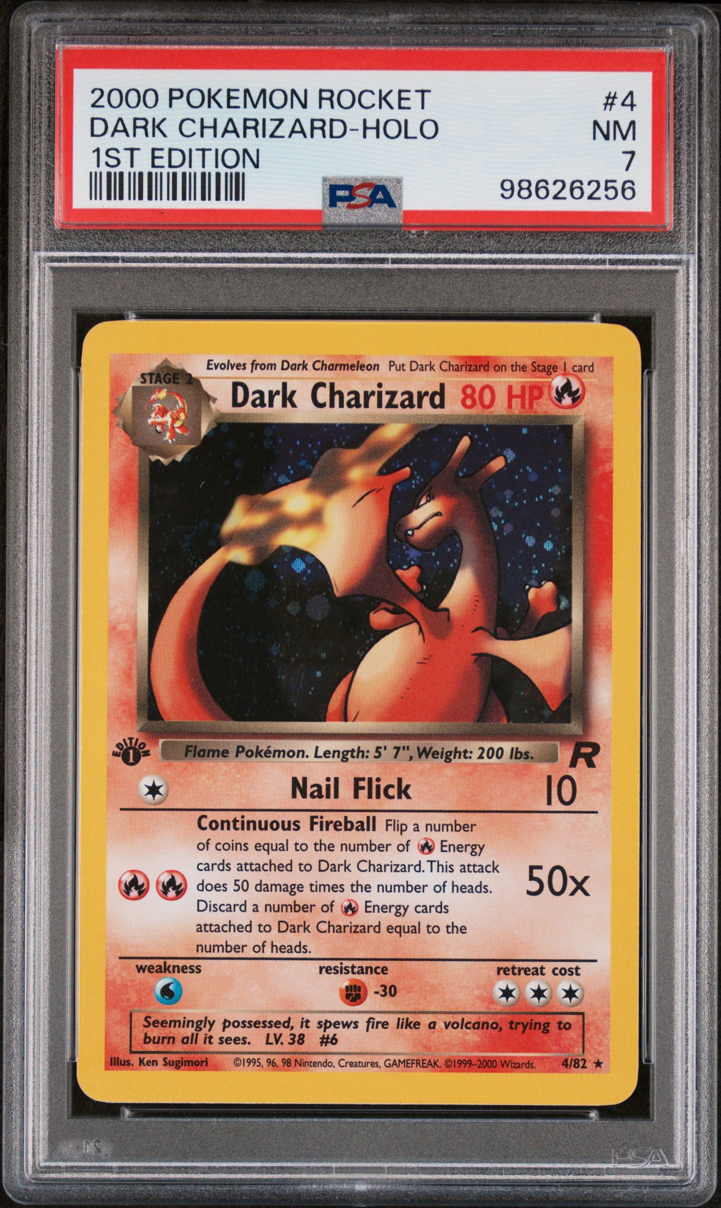 Team Rocket  004/82 PSA7 #98626256 Dark Charizard (4)  - 1st Edition Holofoil - Holo Rare