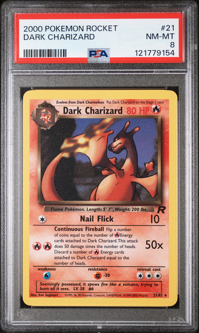 Team Rocket  021/82 PSA8 #121779154 Dark Charizard (21)  - Unlimited - Rare
