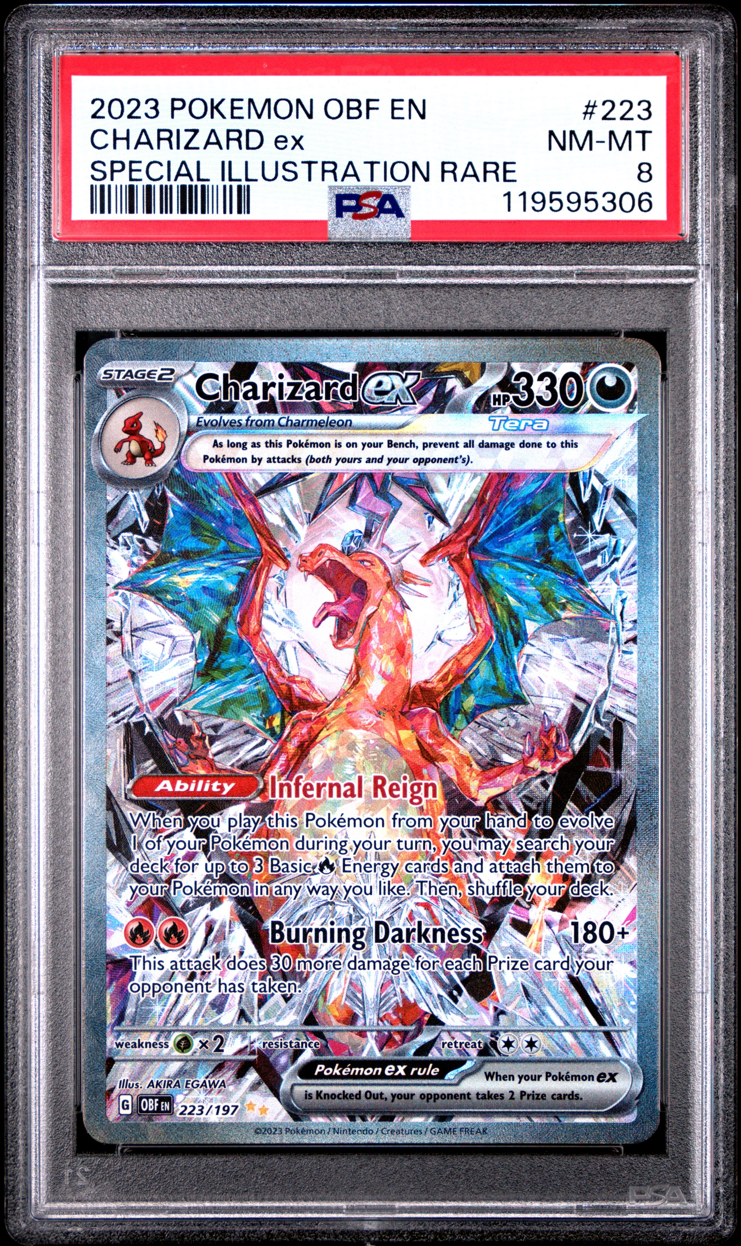 SV03 Obsidian Flames  223/197 PSA8 #119595306 Charizard ex  - Holofoil - Special Illustration Rare