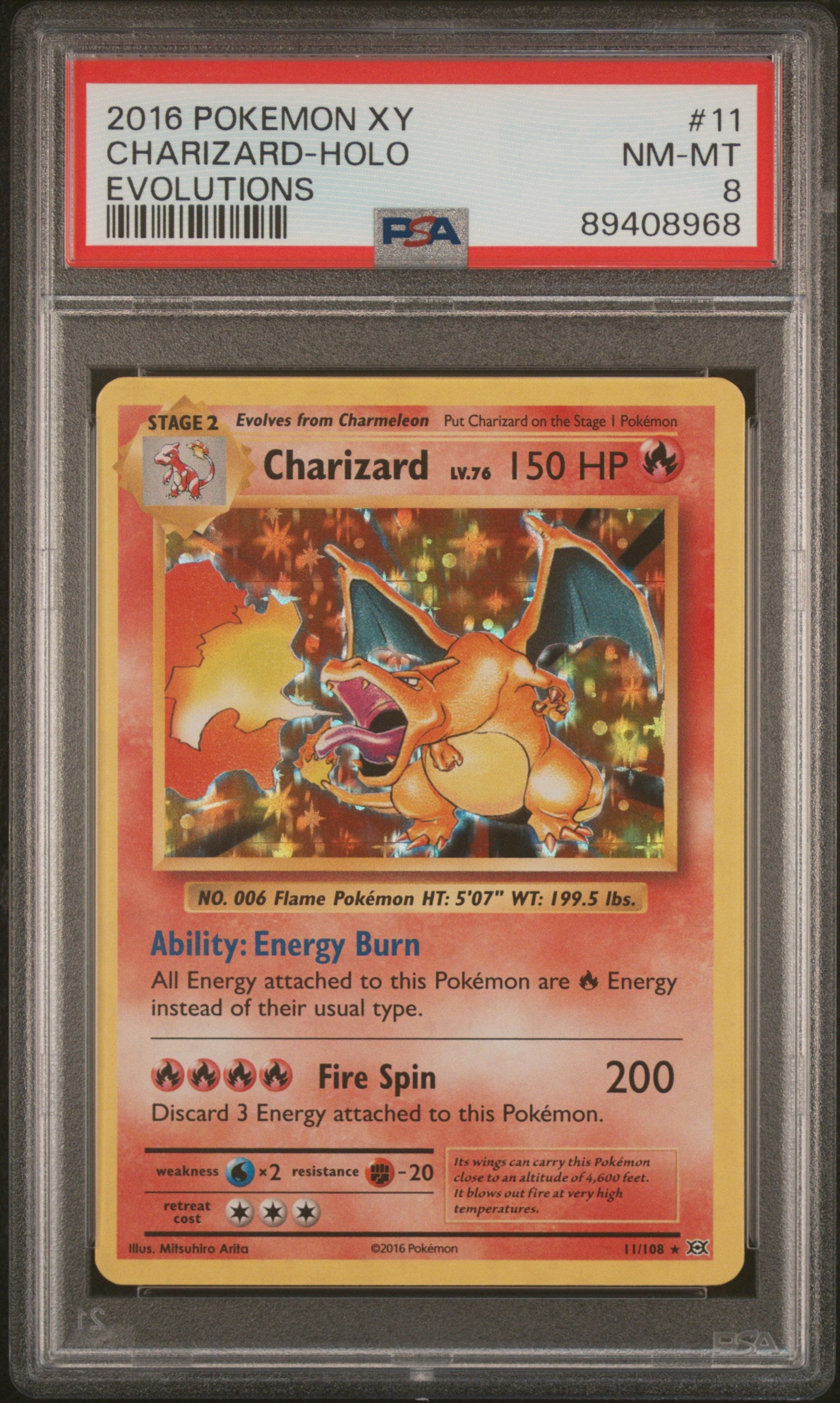 XY  Evolutions  011/108 PSA8 #89408968 Charizard  - Holofoil - Holo Rare