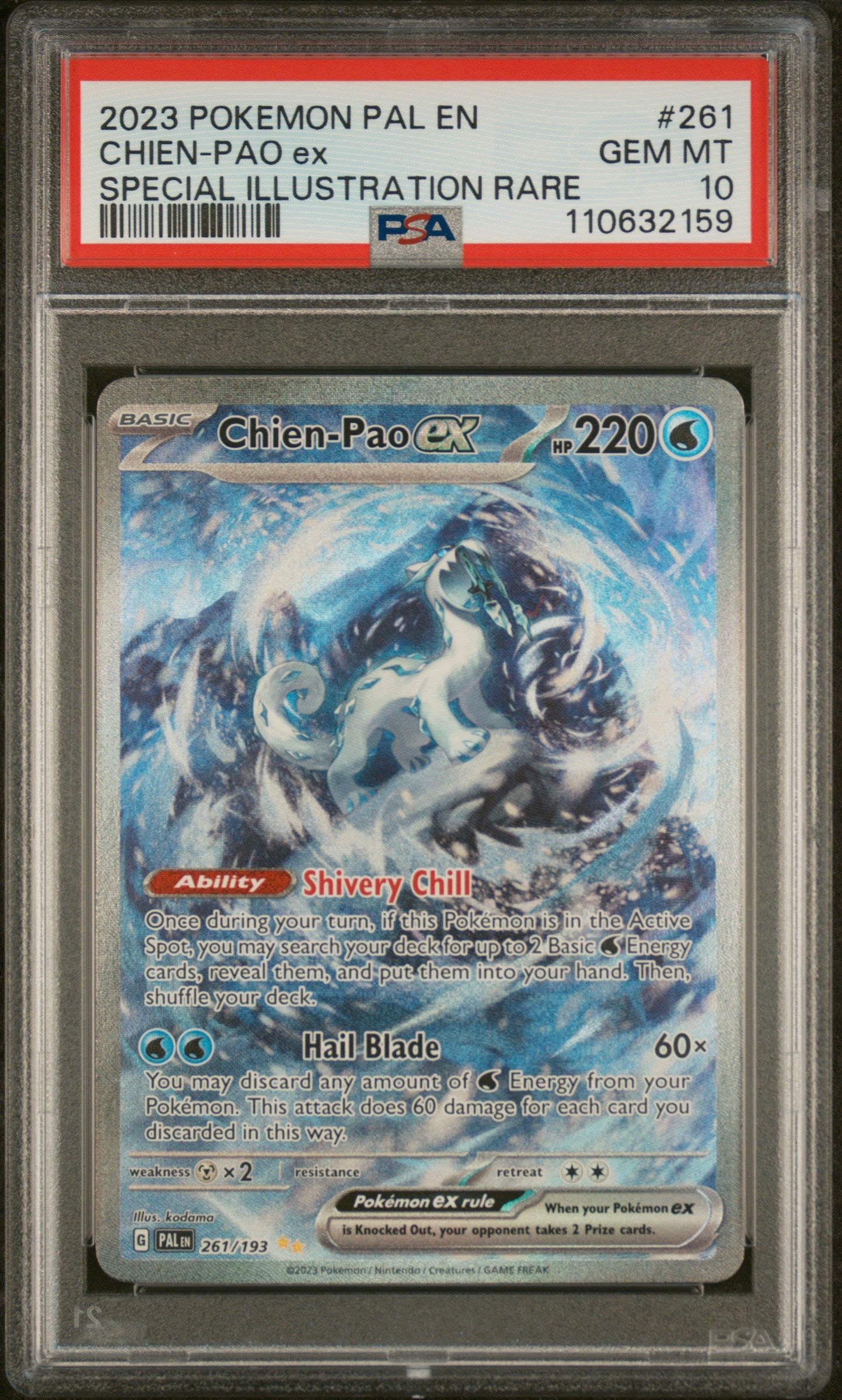 SV02 Paldea Evolved  261/193 PSA10 #110632159 Chien-Pao Ex  - Holofoil - Special Illustration Rare