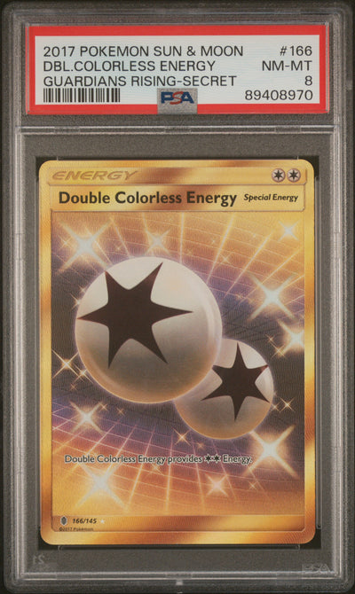 SM  Guardians Rising  166/145 PSA8 #89408970 Double Colorless Energy (Secret)  - Holofoil - Secret Rare