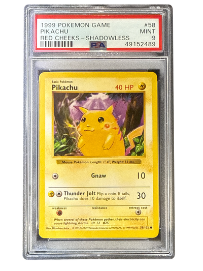 Base Set Shadowless  058/102 PSA 9 #49152489 Pikachu (Red Cheeks) - Unlimited - Common