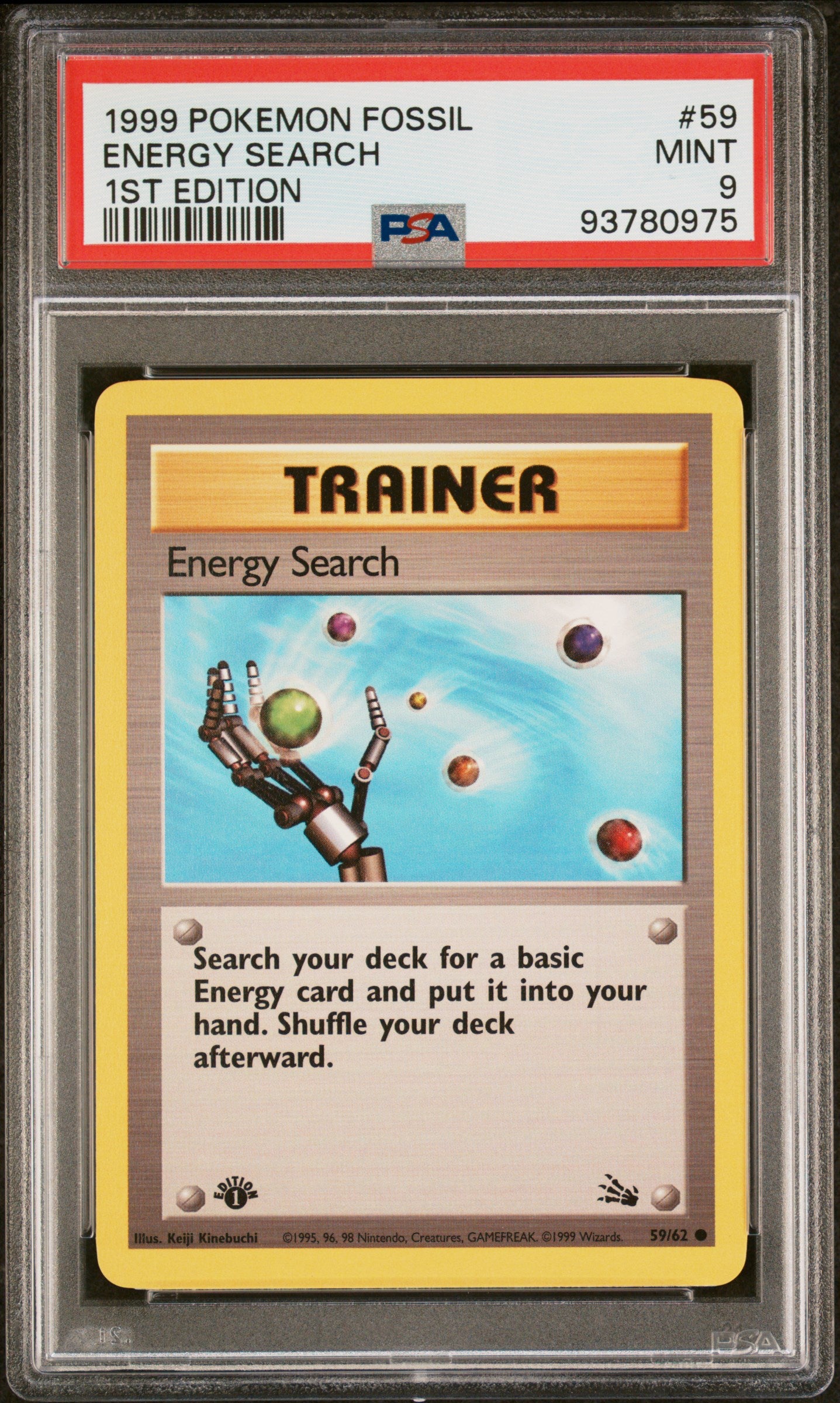 Fossil  059/62 PSA9 #93780975 Energy Search  - 1st Edition - Common