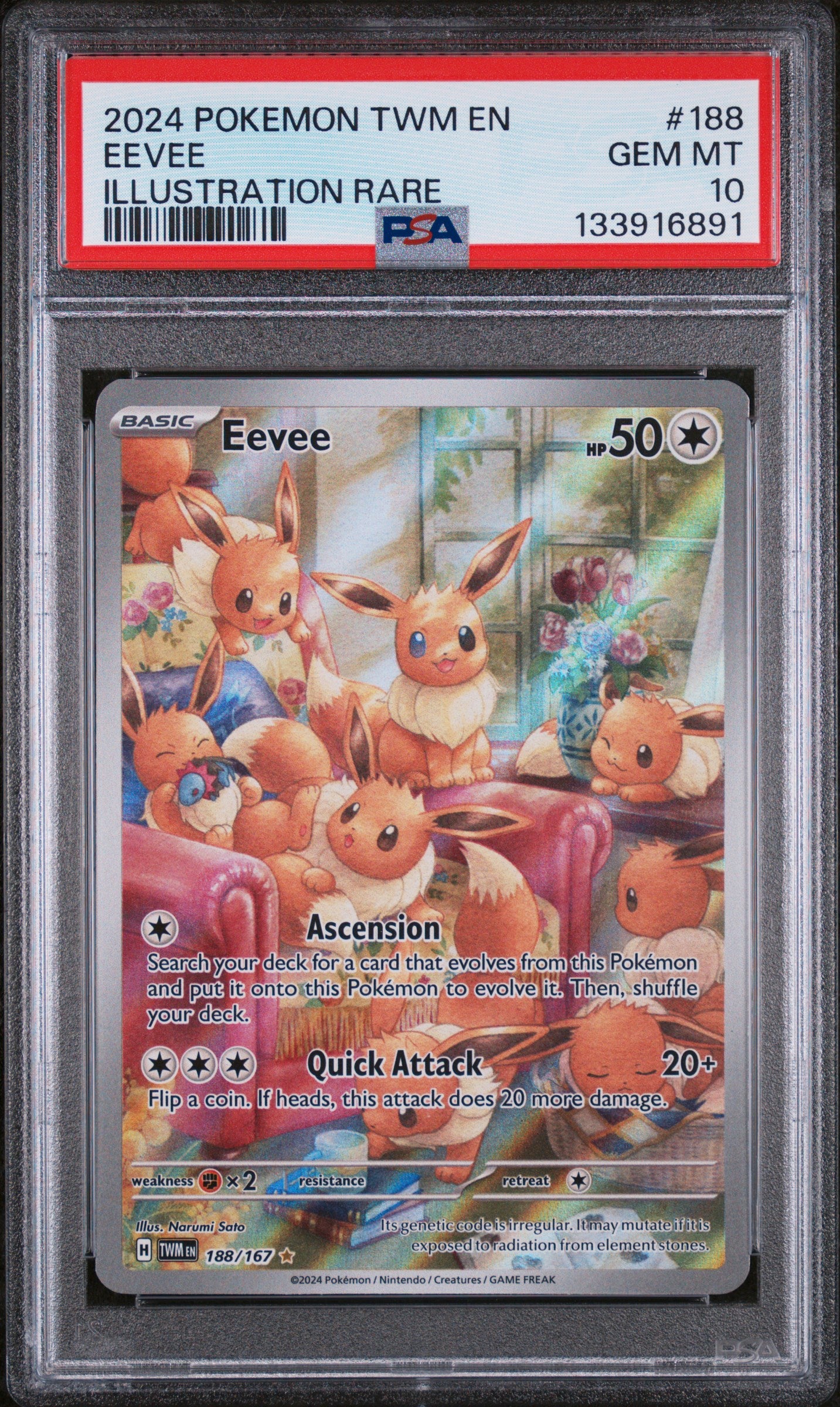 SV06 Twilight Masquerade  188/167 PSA10 #133916891 Eevee  - Holofoil - Illustration Rare