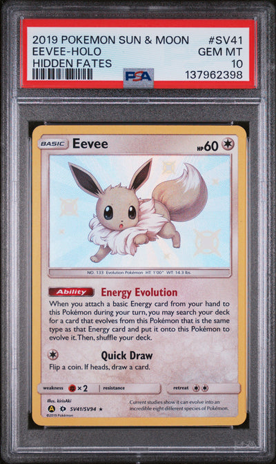 Hidden Fates Shiny Vault  SV41/SV94 PSA10 #137962398 Eevee  - Holofoil - Shiny Holo Rare