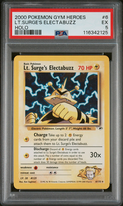 Gym Heroes  006/132 PSA5 #116342125 Lt. Surge's Electabuzz (6)  - Unlimited Holofoil - Holo Rare