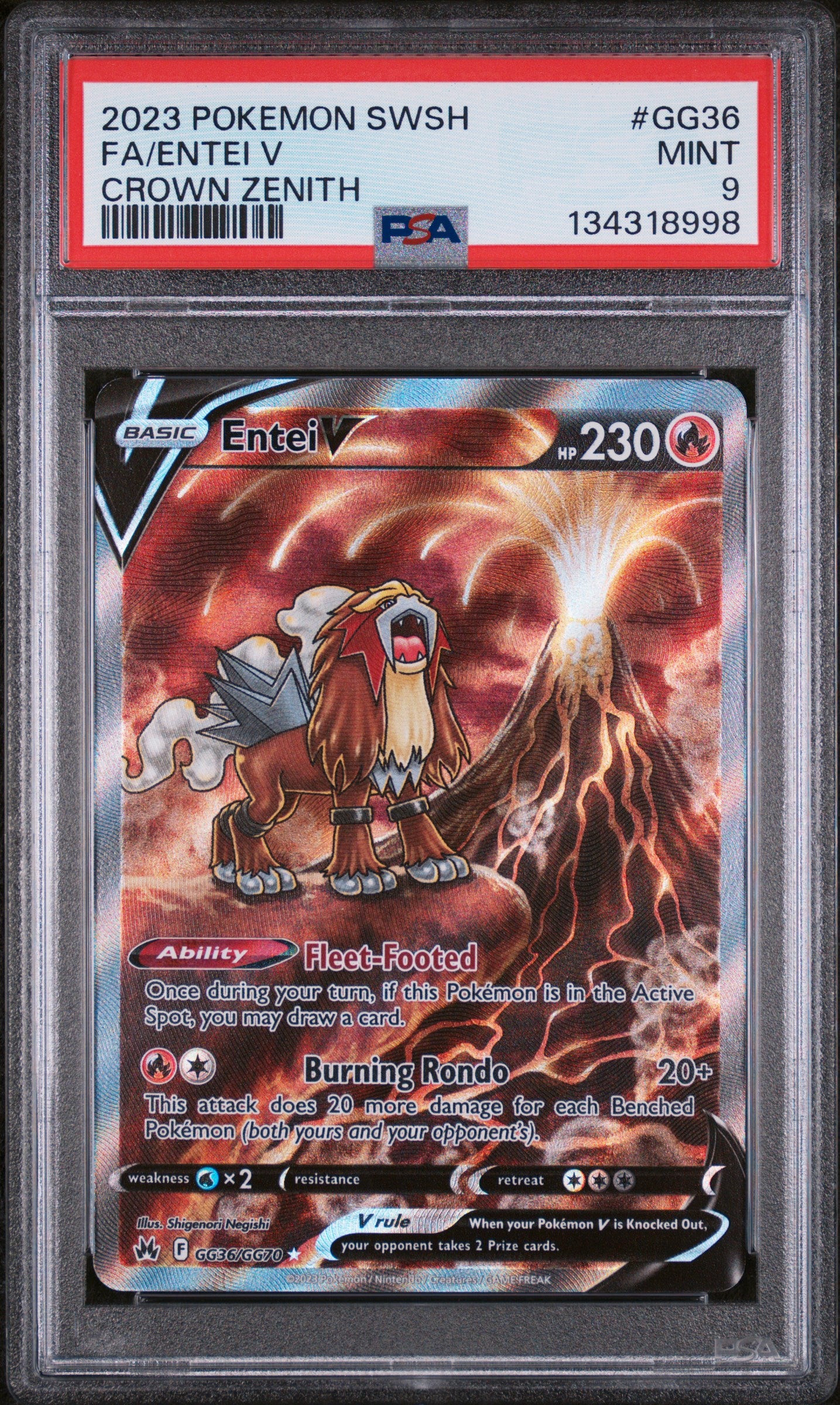 Crown Zenith Galarian Gallery  GG36/GG70 PSA9 #134318998 Entei V  - Holofoil - Ultra Rare