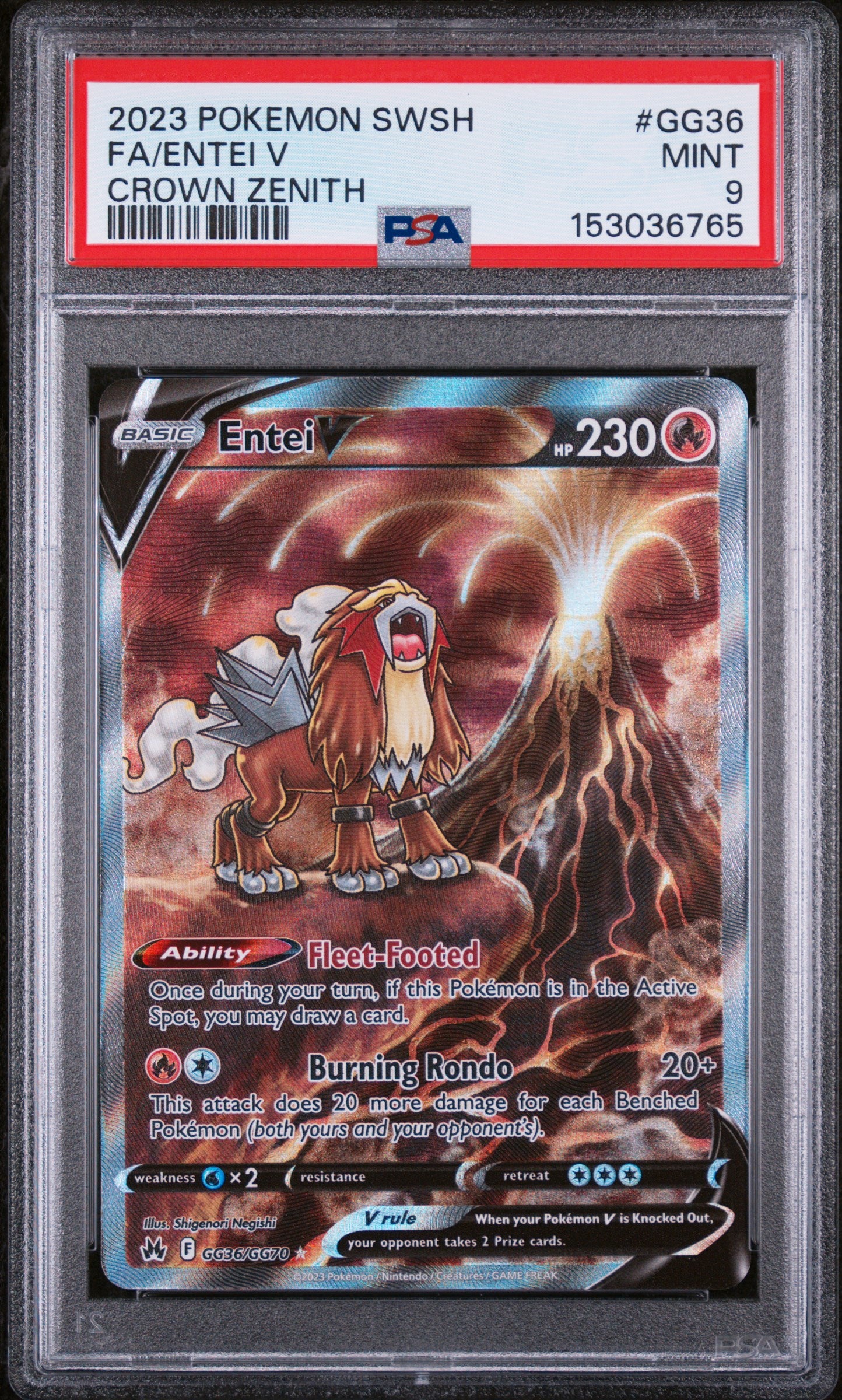 Crown Zenith Galarian Gallery  GG36/GG70 PSA9 #153036765 Entei V  - Holofoil - Ultra Rare