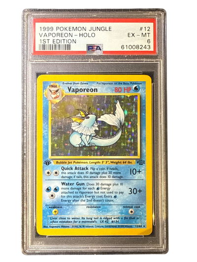 Jungle  012/64 PSA6 #61008243 Vaporeon (12)  - 1st Edition Holofoil - Holo Rare