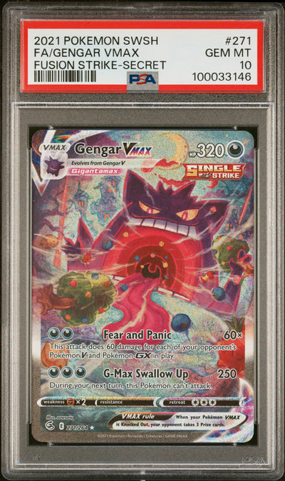 SWSH08 Fusion Strike  157/264 PSA 10 #100033146 Gengar VMAX  - Holofoil - Ultra Rare