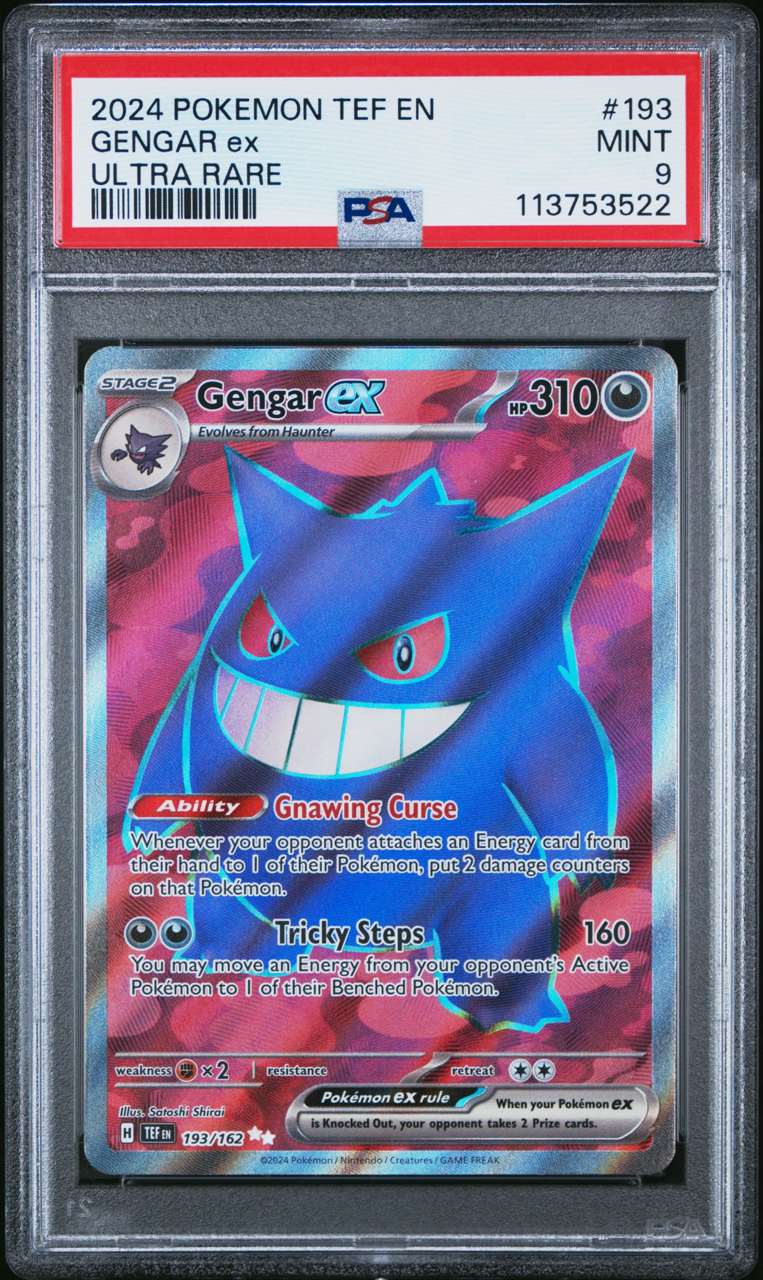 SV05 Temporal Forces  193/162 PSA9 #113753522 Gengar ex  - Holofoil - Ultra Rare