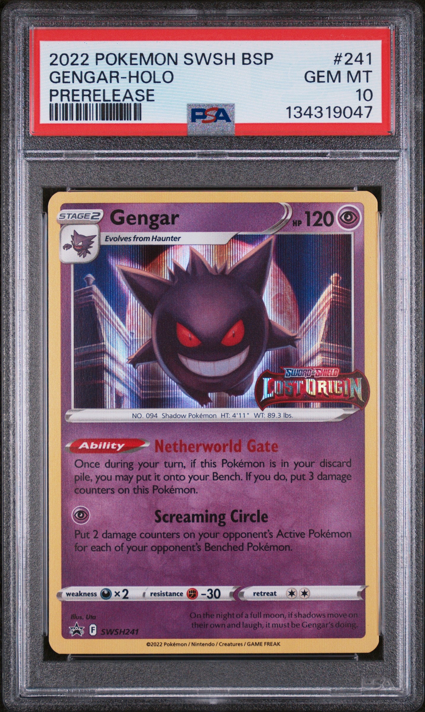 SWSH Sword & Shield Promo Cards  SWSH241 PSA10 #134319047 Gengar  - Holofoil - Promo