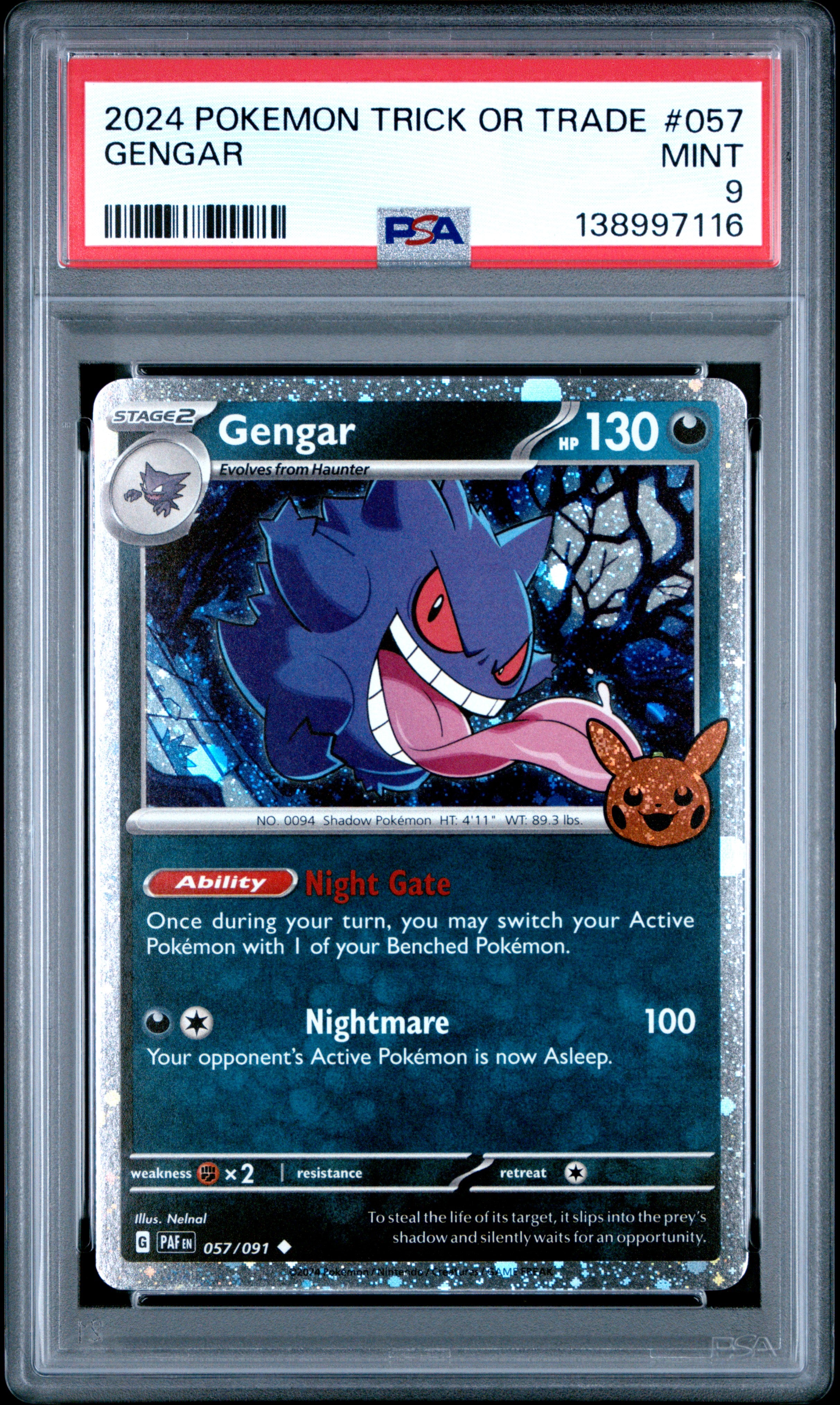 Trick or Trade BOOster Bundle 2024  057/091 PSA9 #138997116 Gengar (Cosmos Holo)  - Holofoil - Holo Rare