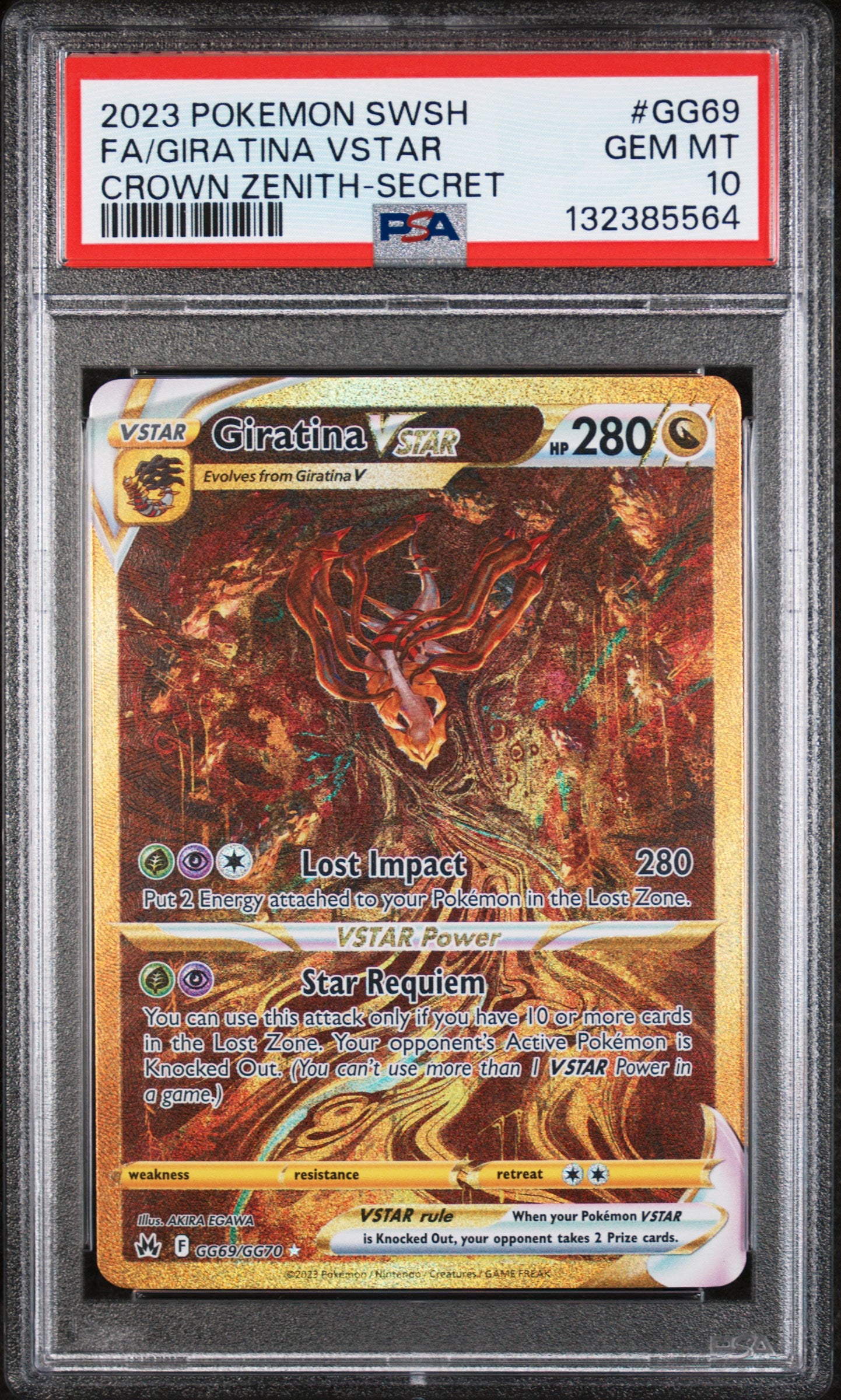 Crown Zenith Galarian Gallery  GG69/GG70 PSA10 #132385564 Giratina VSTAR (Secret)  - Holofoil - Secret Rare (Copy)