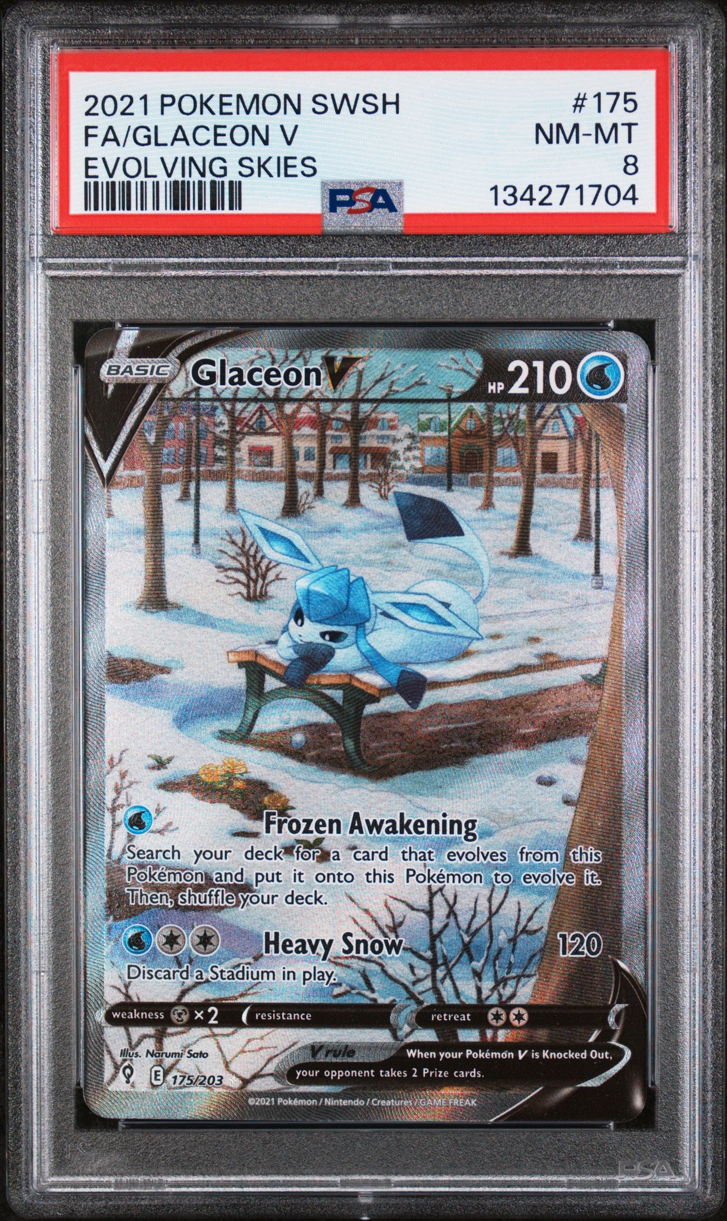 SWSH07 Evolving Skies  175/203 PSA8 #134271704 Glaceon V (Alternate Full Art)  - Holofoil - Ultra Rare