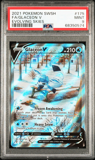 SWSH07 Evolving Skies  175/203 PSA9 #68350574 Glaceon V (Alternate Full Art)  - Holofoil - Ultra Rare