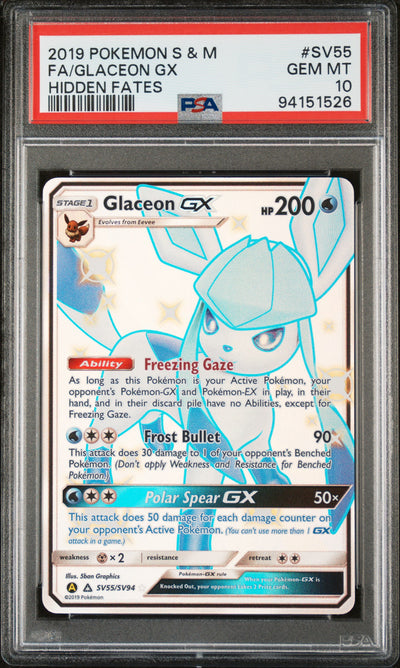 Hidden Fates Shiny Vault  SV55/SV94 PSA 10 #94151526 Glaceon GX  - Holofoil - Shiny Holo Rare