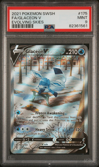 SWSH07 Evolving Skies  175/203 PSA 9 #82361561 Glaceon V (Alternate Full Art)  - Holofoil - Ultra Rare