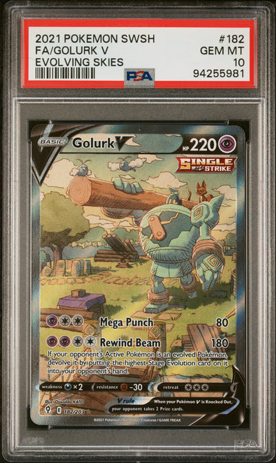 SWSH07 Evolving Skies  182/203 PSA10 #94255981 Golurk V (Alternate Full Art)  - Holofoil - Ultra Rare