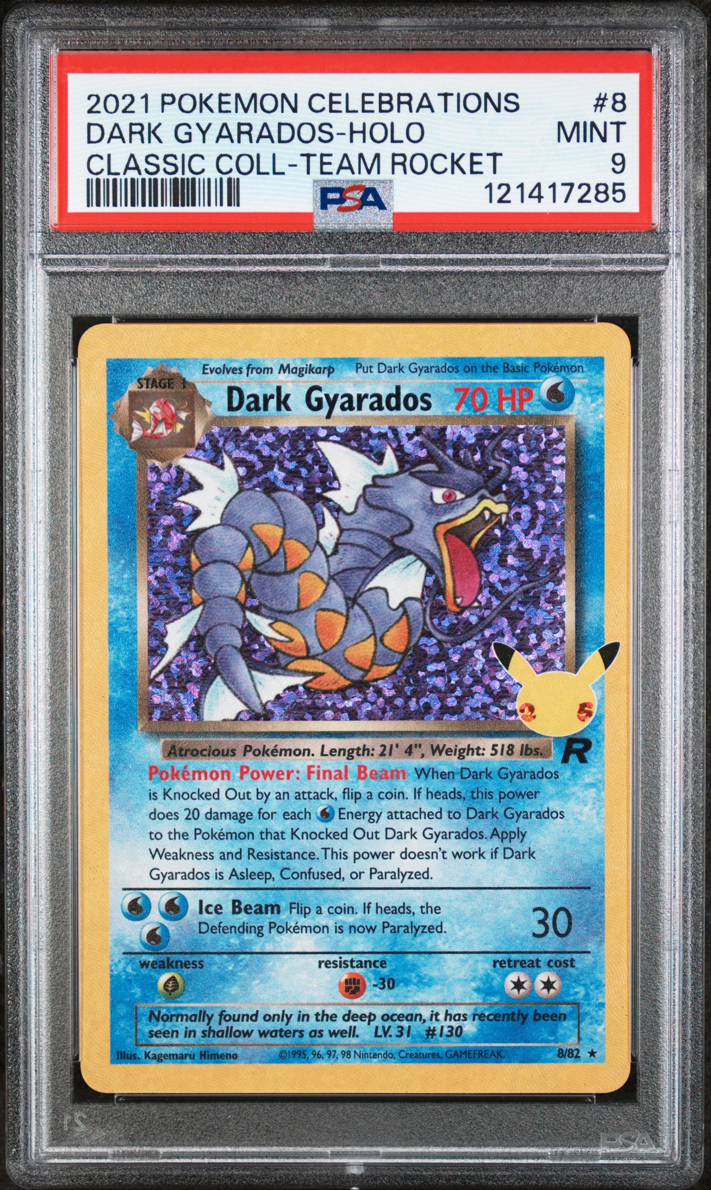 Celebrations Classic Collection  008/82 PSA9 #121417285 Dark Gyarados  - Holofoil - Classic Collection
