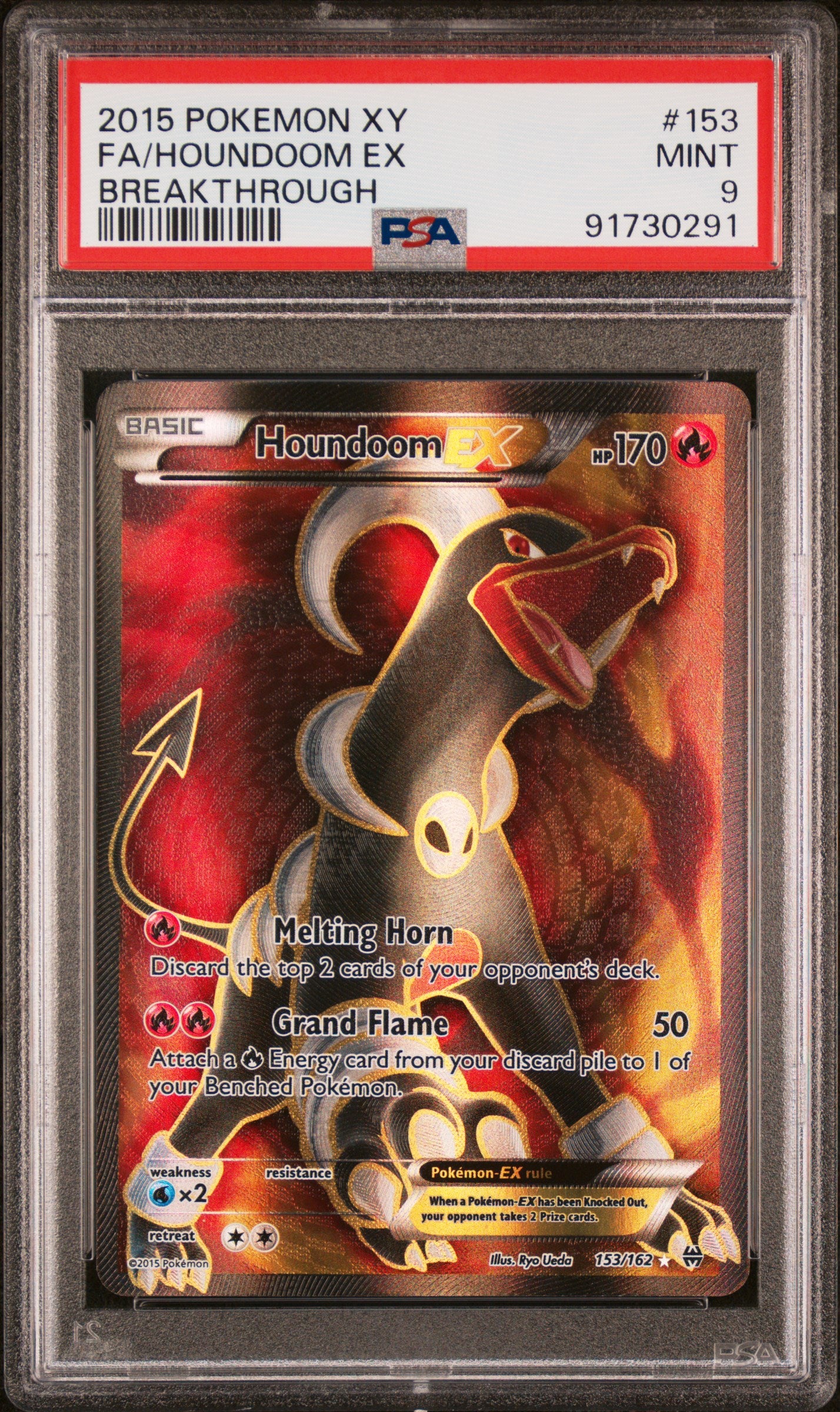XY  BREAKthrough  153/162 PSA9 #91730291 Houndoom EX (Full Art)  - Holofoil - Ultra Rare