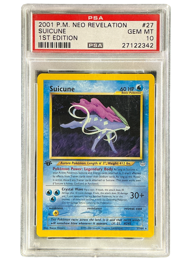 Neo Revelation  027/64 PSA10 #27122342 Suicune (27)  - 1st Edition - Rare