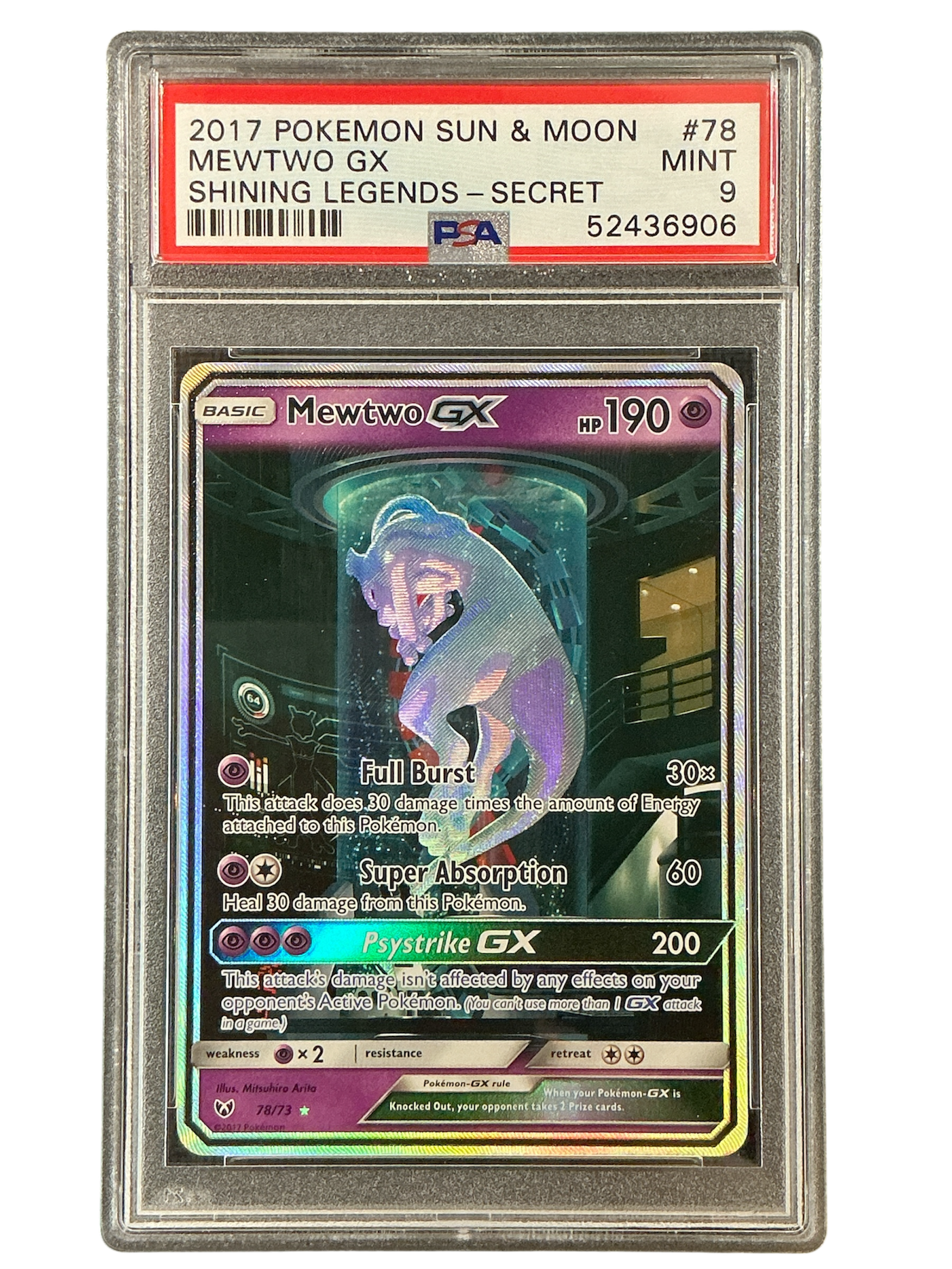 Shining Legends  078/73 PSA9 #52436906 Mewtwo GX (Secret Shining)  - Holofoil - Shiny Holo Rare